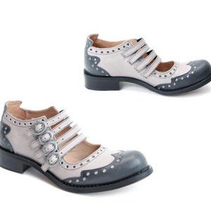 Fluevog Adrians Alli Strappy Wingtop Twotone Brogued Oxfords Grey USW9/EU40 GUC